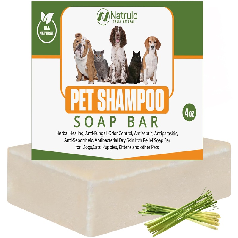 Natrulo All Natural Pet Shampoo Soap Bar for Dogs, Cats, Puppies  Herbal Healing Dry Skin Itch Relief, Odor Control Bar Soap for Pets  Gentle, Plant-Based, Easy-to-Use Pet Soap Bar Made in USA