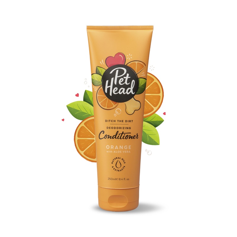 Pet Head Ditch The Dirt Dog Conditioner | Orange Scent | Deodorizing Conditioner for Smelly Dogs | Deep Cleans and Removes Odors | Vegan | Gentle Formula for Puppies | Made in USA | 8.4 fl. oz.