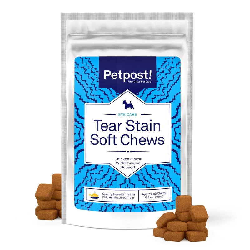 Petpost | Tear Stain Remover Chicken Flavored Soft Chews – Delicious Chicken Treat & Eye Stain Supplement for Dogs – Natural Treatment for Tear Stains on White Fur Angels 90 ct. 90 Count (Pack of 1)