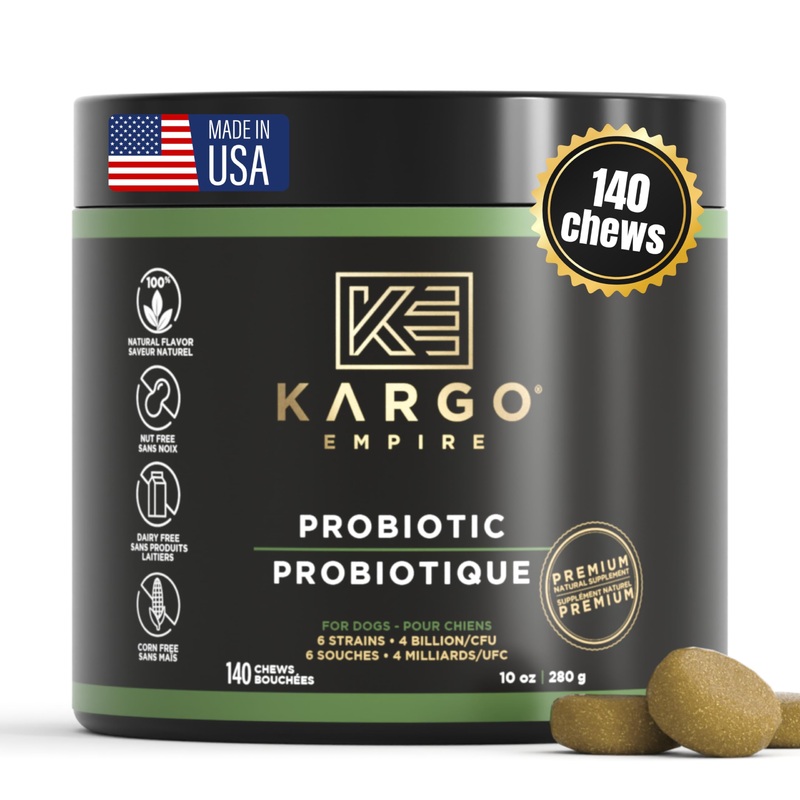 Probiotic Dog Supplement  Supports Digestion & Healthy Immune System  Helps with Gut Health, Itchy Skin, Seasonal Allergies, and Yeast  4 Billion CFUs/2 Chews  140 Soft Chews