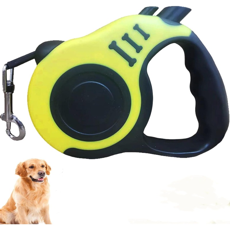 Retractable dog leash, extendable dog leash, dog leash, 5 m, long dog leash, retractable leash for dogs, non-slip, 5 m long retractable dog leash, pet lead, 5 m for small, medium-sized dogs, yellow