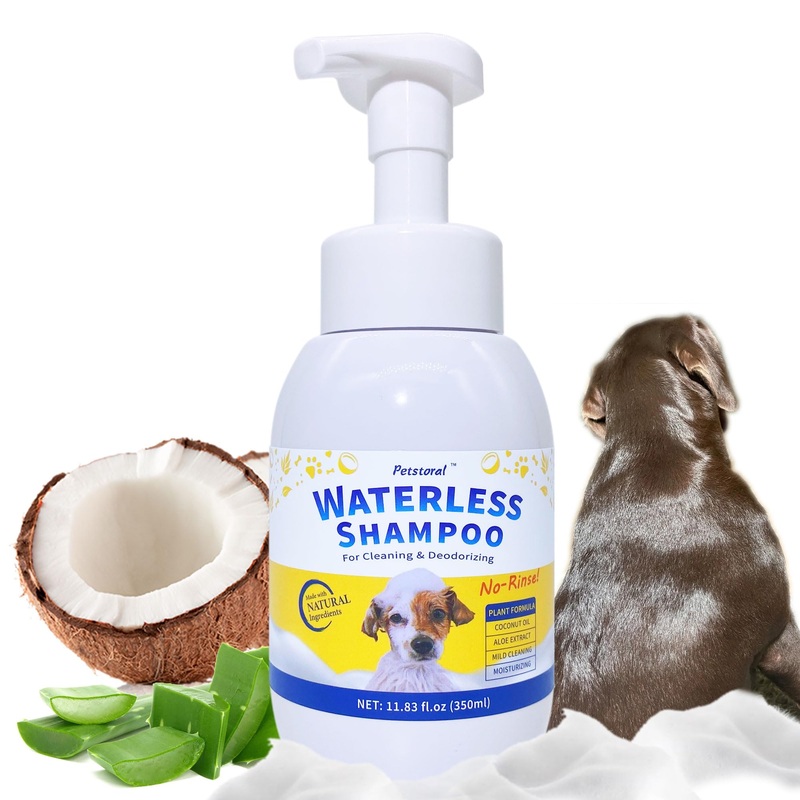 Waterless Dog Shampoo No Rinse Puppy Dry Hypoallergenic Shampoo and Conditioner – Soothing and Deodorizing Quickly Cleans Smelly Dogs and Cats (11.84 fl oz/350ml) 11.84 fl oz/350ml