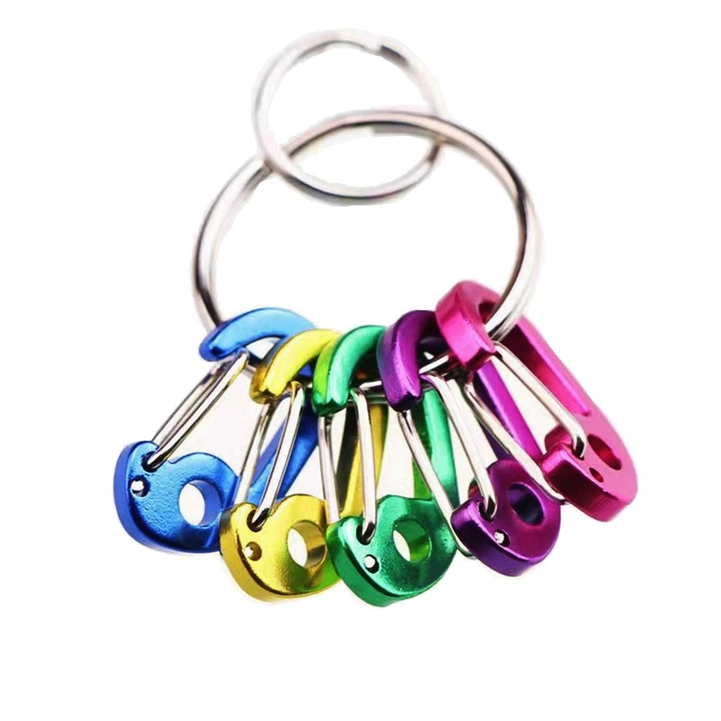 ABCOOL 5pcs Micro Keychain Clips, Mini Aluminum Durable Quick Release Automatic Locking D Shape Spring Loaded Wire Clip