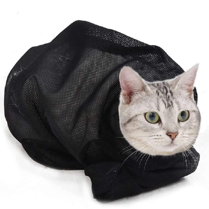 ASOCEA Cat Bathing Bag Cat Grooming Bag Adjustable Cat Shower Net Bag Multifunctional Bag for Pets Preventive Anti-biter Anti-scratch Nail Trimming Cleaning Grooming