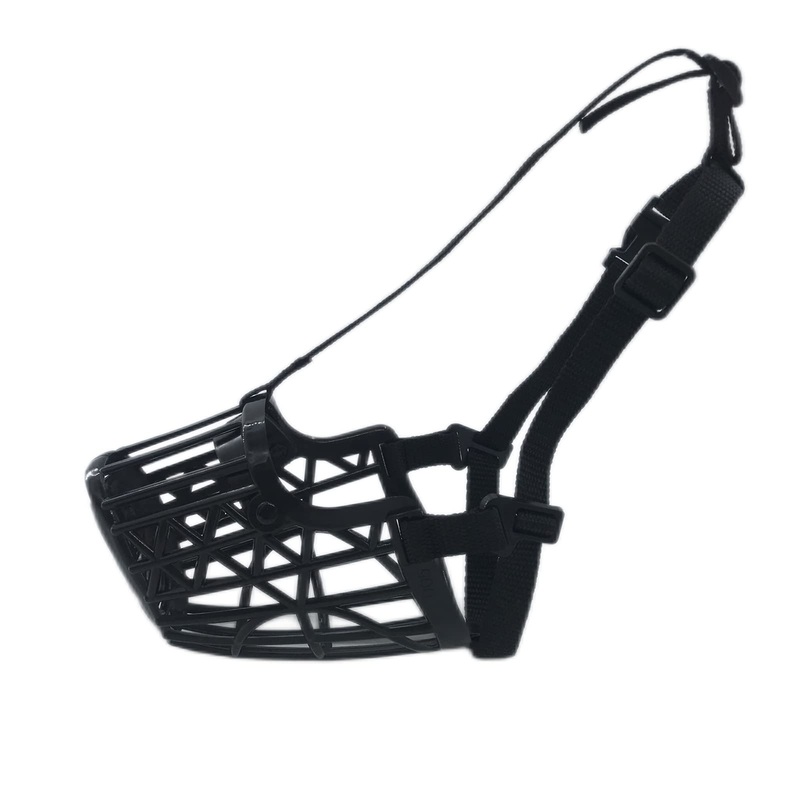 Basket muzzle for dogs, prevents biting, chewing and barking, muzzle for small, medium and large dogs, comes with a measuring tape, adjustable and safe, breathable, black S