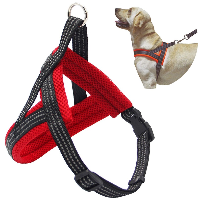 BPS dog harness, adjustable, 4 sizes to choose from for small and medium-sized dogs, L red