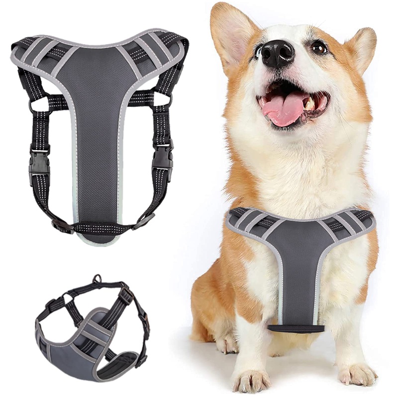 Dog Harness, No Pull Dog Harness Large, Adjustable Dog Vest Harness for Easy Walking, Easy Control for Outdoor Walking and Training, Gray
