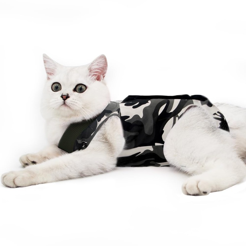 Dotoner Cat Bodysuit After Surgery Anti-Licking for Cat Body Surgery Skin Disease Recovery Body Cat Clothes After Castration E-Collar Alternative for Cats Dogs (M, Camouflage) M