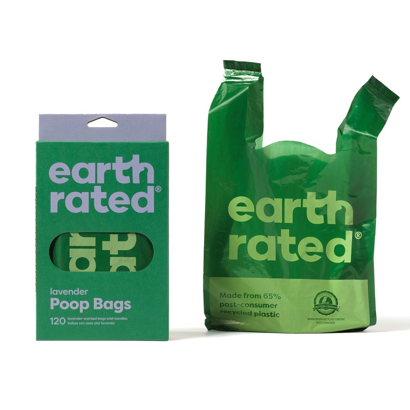Earth Rated dog waste bags, new look, with handles, easy to knot and guaranteed leak-proof, lavender scent, 120 handle bags lavender 120 pieces