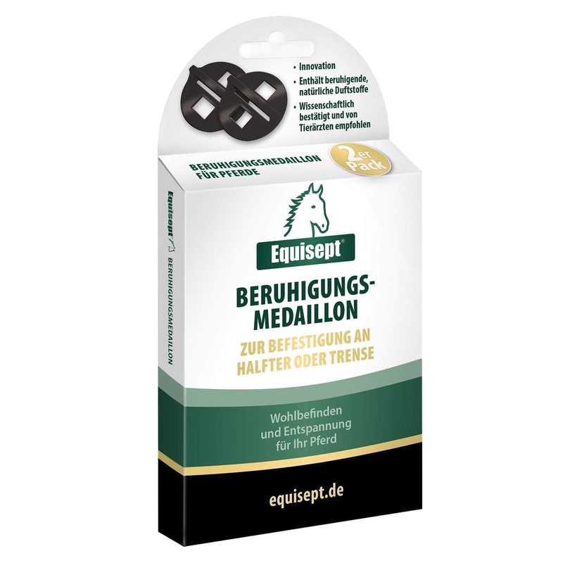 Equisept Calming Medallion Pack of 2 Innovative solution for calming horses With valerian & lavender Easy to attach to halter or bridle Naturally calming effect for up to 4 weeks