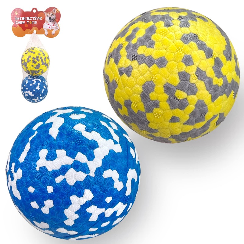 FONPOO Super stretchy dog ball, dog toy, indestructible with the latest materials, interactive water toy for small and medium-sized dogs (yellow + blue) yellow + blue