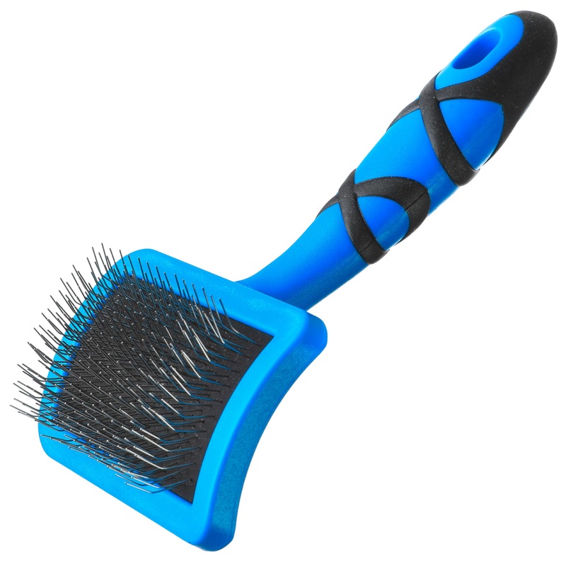 Groom Professional Curved Firm Slicker Brush for Dogs, Excellence in Animal Grooming, Long & Short Pins, Perfect for Removing Matts & Tangles, Professional Quality, Small
