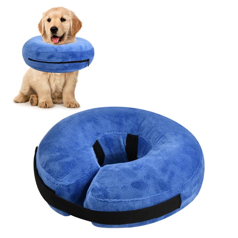 Inflatable collar for pets, dog protective collar, inflatable pet collar, soft adjustable comfortable neck collar for dogs and cats recovery after operations, anti-bite/lick (S) S