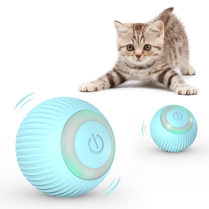 Iokheira Cat Ball with LED Light, Electric Two-Color Cat Toy Ball Interactive Toy for Cats, Self-Rotating 360 Degree Ball, Rechargeable Interactive Ball (Dark Green) Dark Green