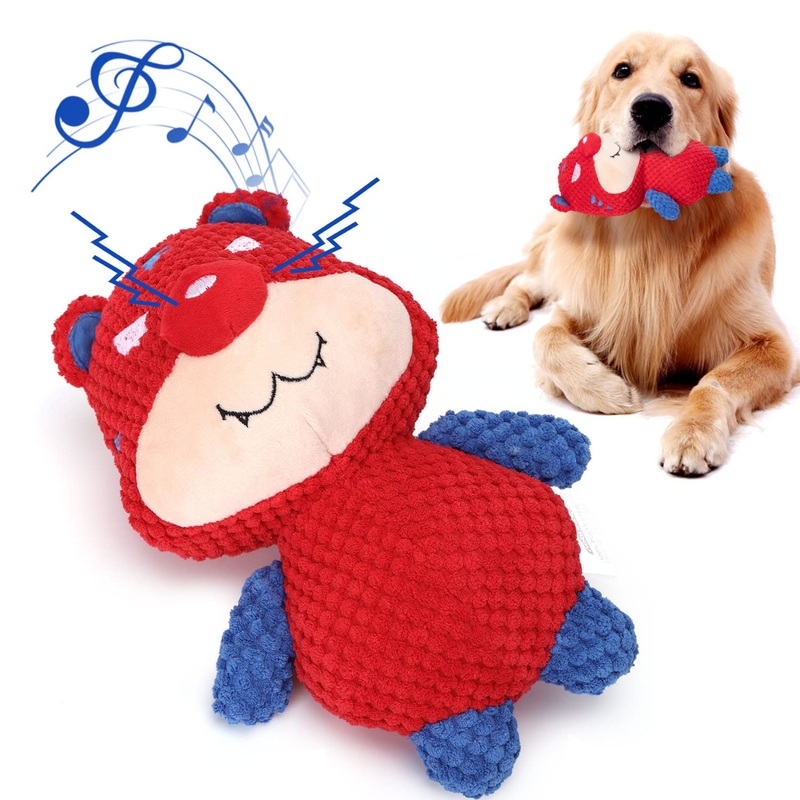 Nobleza Dog Toy, Plush Dog Toy, Squeaky Dog Toys with Crinkled Paper, Cute Tug of War Dog Chew Toy for Puppies, Small, Medium, Large Dogs (Tiger)