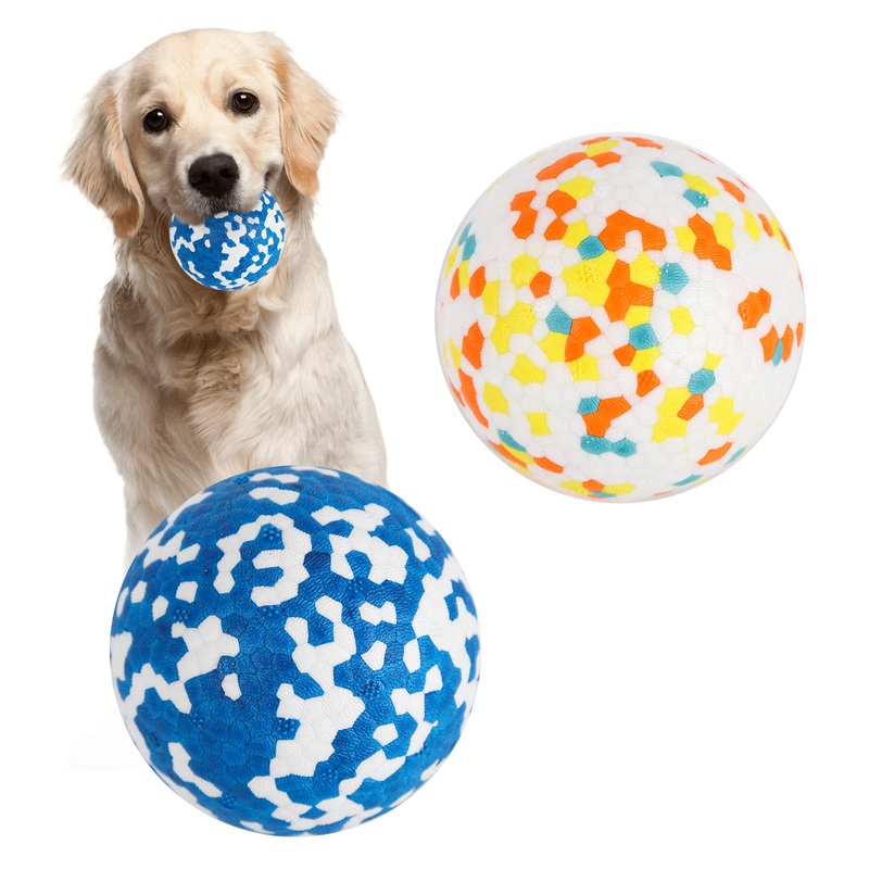 Pack of 2 Dog Ball Dog Toy Ball, Indestructible Rubber High Stretchy Dog Balls, Durable Solid Interactive Ball, Resistant Teeth Training Water Toy, for Small Medium Large Dogs 2 Pieces Orange + Blue