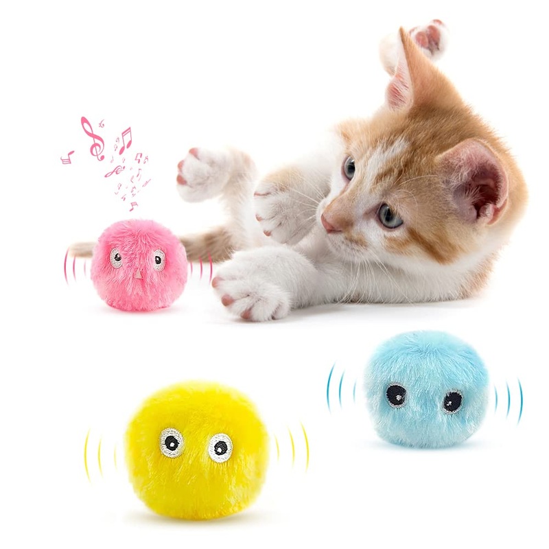 Piashow Cat Toy Self-Employment Pack of 3 Electric Cat Ball with Noise, Interactive Cat Toy Ball with Catnip for Cats to Play