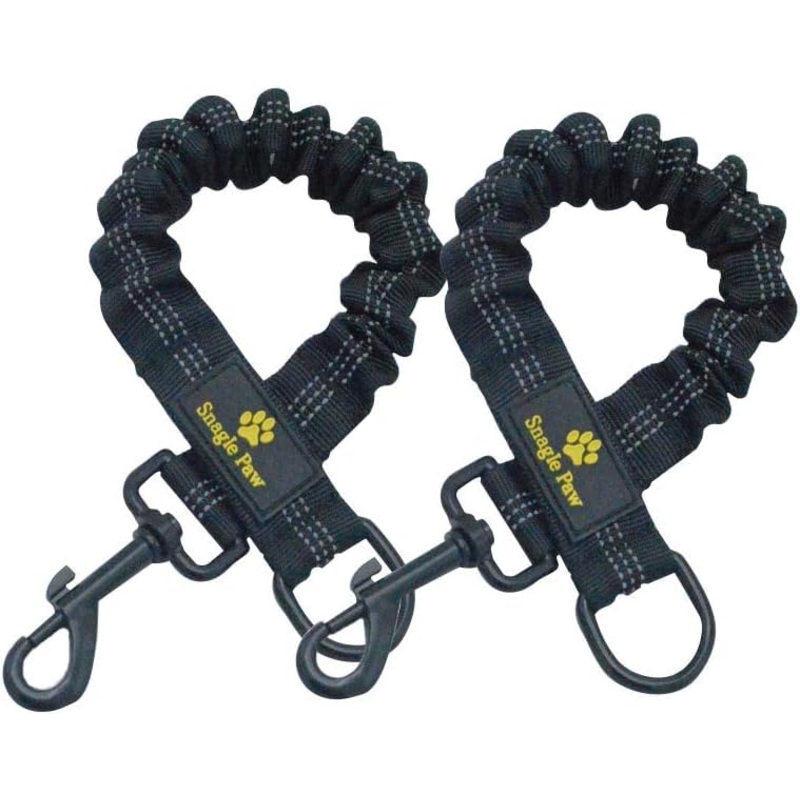 pieces tangle-free elastic dog leash, no tangled double dog leash, dog training leash, reflective elastic leash black