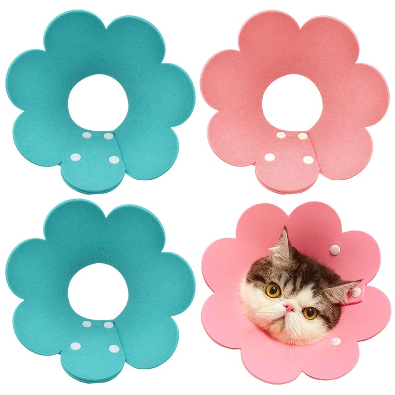 Qixuer Cat Neck Collar, Pack of 4 Protective Collar Cat Collar Pink and Blue Cat Collar Protectors Are Used to Prevent Injuries Caused by Licking Wounds After Surgery