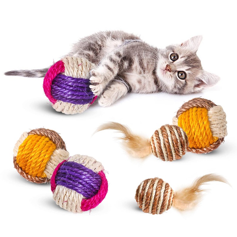 Skrtuan cat toy ball, 6 pieces cat balls, interactive feather toy, cat toy ball for indoor use, interactive toy for cats, cat balls, cat toy, self-occupation