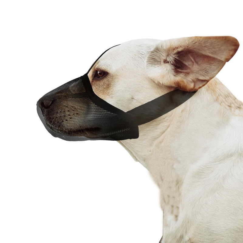 Soft Muzzle for Dogs, Adjustable Drinkable Mesh Muzzle for Dogs Small Medium Dogs Large Dogs Dog Muzzle to Stop Chewing Biting and Barking (Black, M)