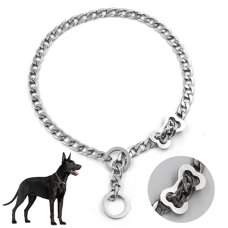 Stainless steel dog collar, adjustable dog collar, P-chain dog collar for dog walking (M (54 cm/21.3 in)) M (54 cm/21.3 in)
