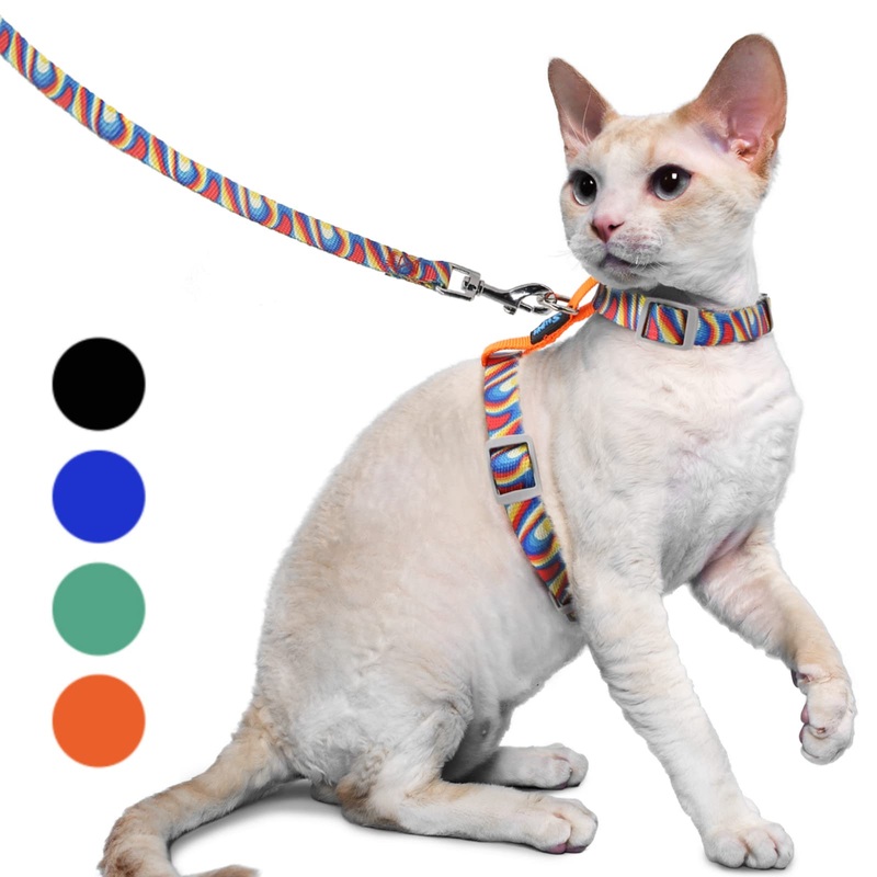 Supet Cat Harness and Leash, Escape Proof Cat Vest for Small Large Cats, Adjustable Cat Collars, Harnesses and Leashes for Walking, Lightweight Kitten Harness Orange M (Chest: 35.6-53.3 cm)