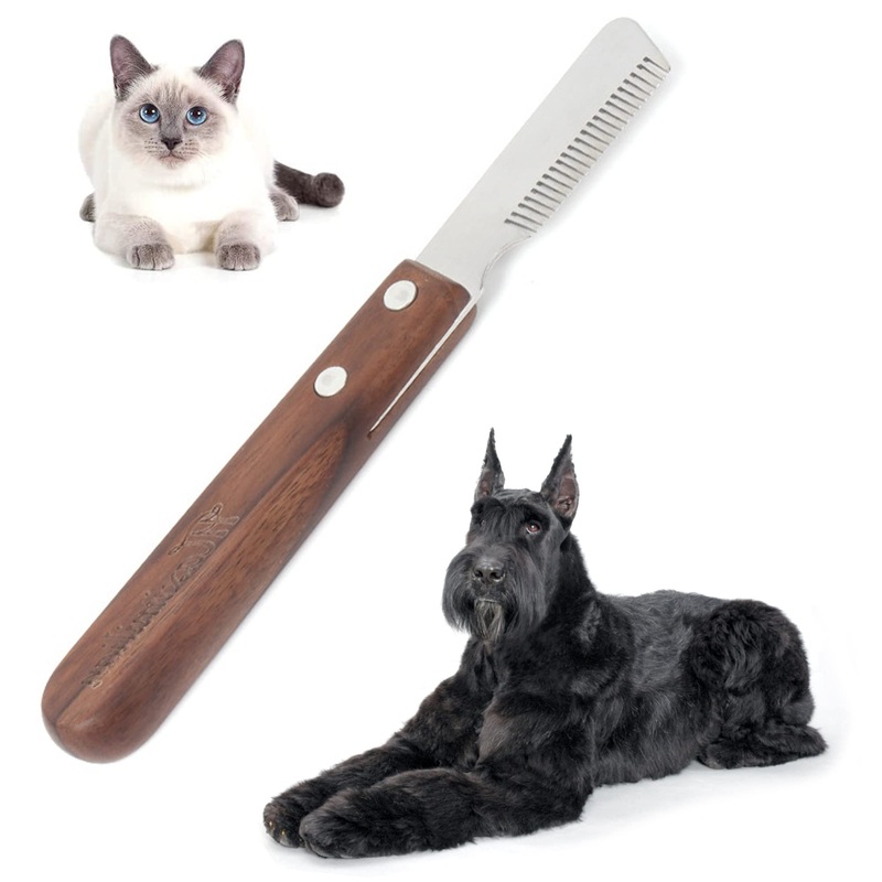 Trimming Dog Terrier Dog Trimming Knife Grooming Remover for the Right Hand Right Pet Combing Tool Wooden Handle Dog Plucking Knife Professional Trimming Knife Schnauzer Racing Dog Grooming Tool