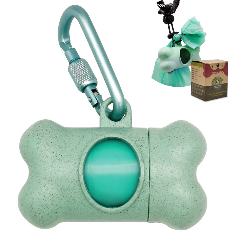 YUCHIYA Dog Poop Pickup Bags Holder Dispenser with Standard Size Scented Doggy Waste Bags and Carabiner with Safety Lock Plus Velcro Fastener Never Lose on a Leash Again 1 Holder 15 Bags Blue
