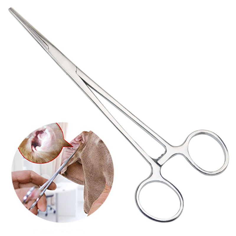 1 arterial forceps, tick removal, hemostatic tweezers in straight design for pets, tweezers made of stainless steel, dog cat pet scissors ear hair clip fishing scissors tool