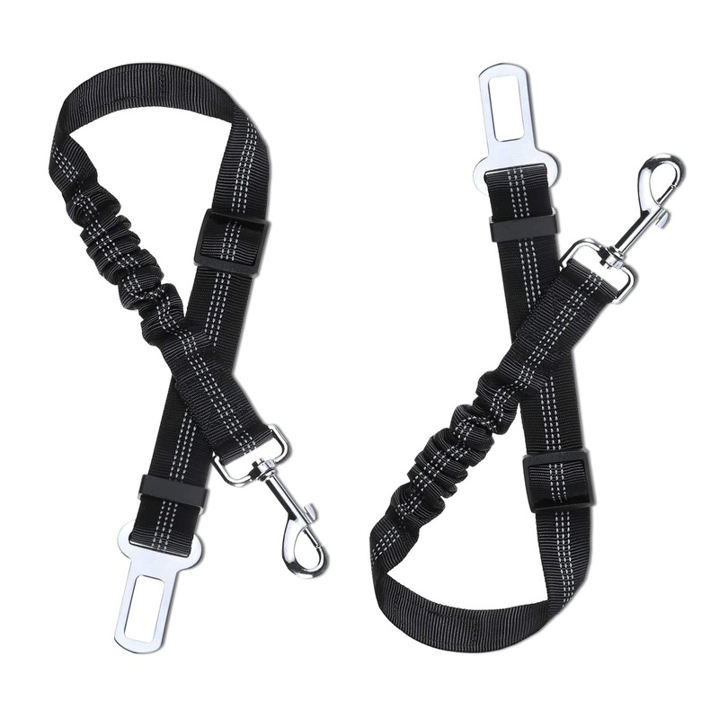 Car Seat Belt Dog Safety Harness for Small/Large/Medium Dogs Pack of 2 Black