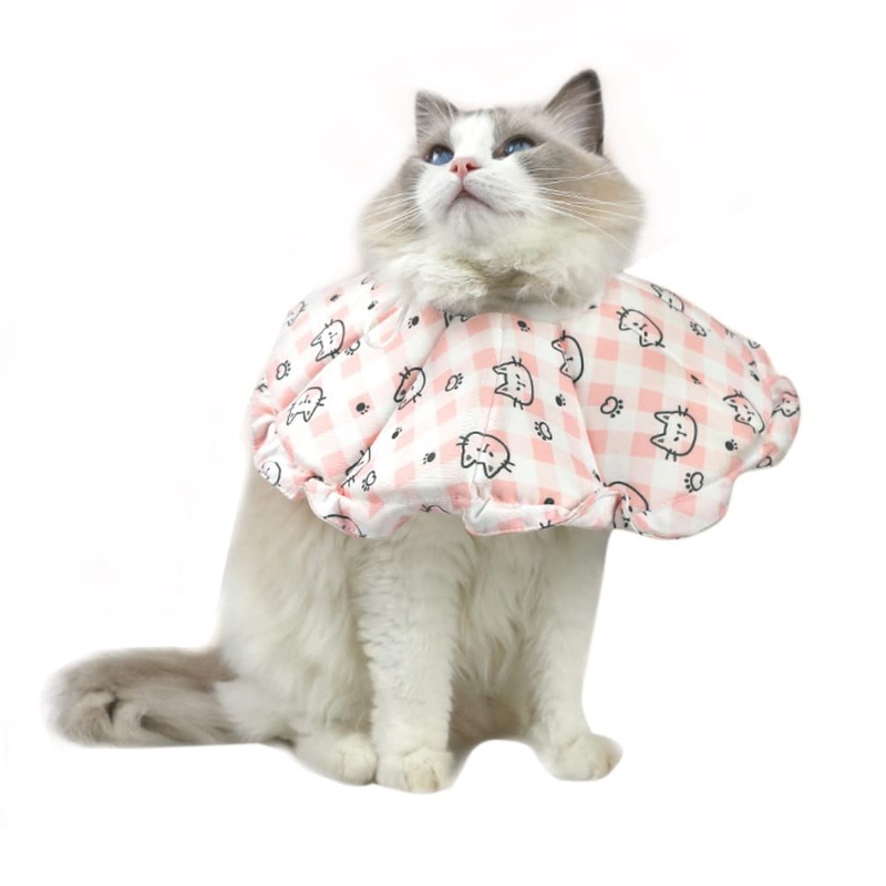 Cat Neck Collar Protective Collar Soft Collar for Cats Leak Protection for Cats Adjustable Protective Collar for Cats After Surgery and Injuries (Size S)