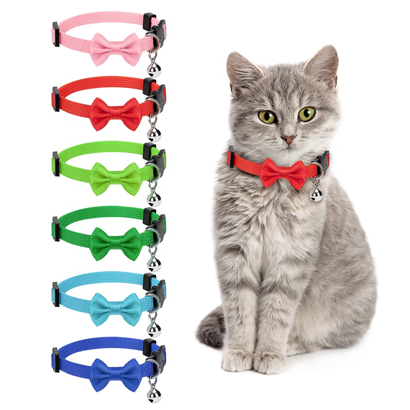 Collar Cat Bow Tie Collar Adjustable Cat Collar with Bow Tie and Bell Personalized Pet Accessories for Pets Cats Puppies 6 Colors