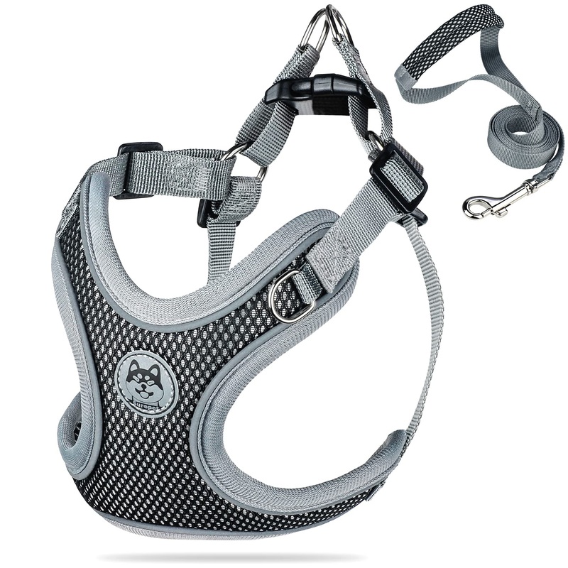 Coolzon Dog Harness Medium Dogs Breathable Chest Harness Adjustable Anti Pull Harness Reflective Safety Harness Running Walking Jogging Black (M) M