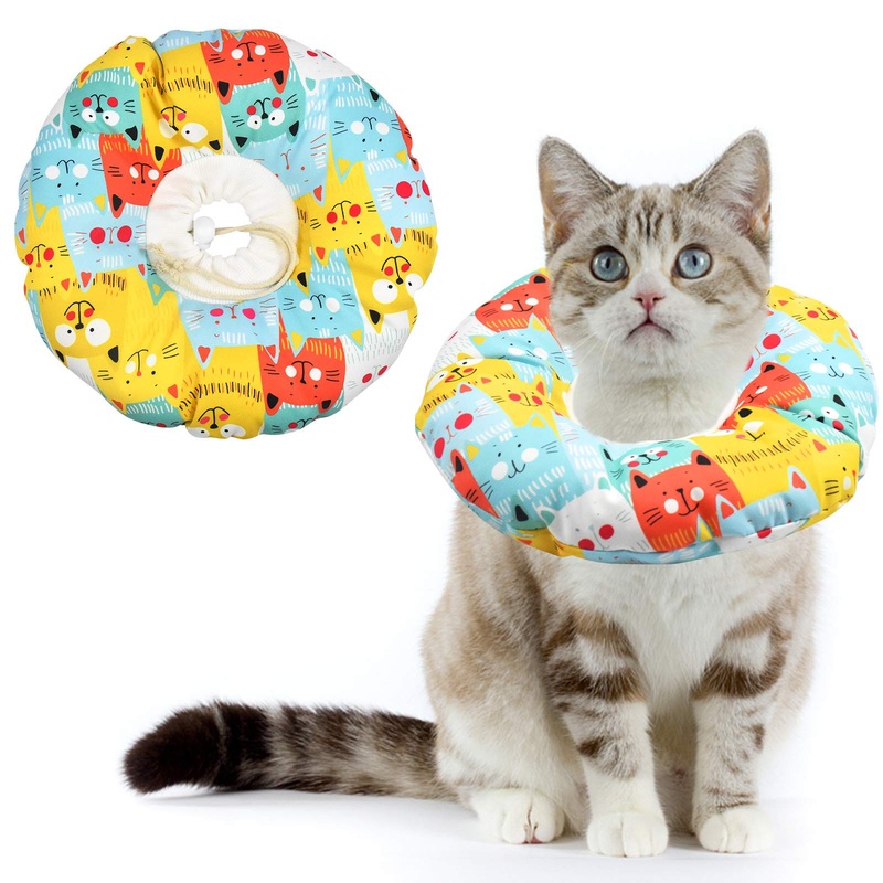 Cozlly Cat Neck Collar, Soft Cat Protective Collar, Cat Recovery Collar, Adjustable Protective Collar, Cat Anti Bite Cat Collar, Protective Collar for Cats and Dogs (S) S