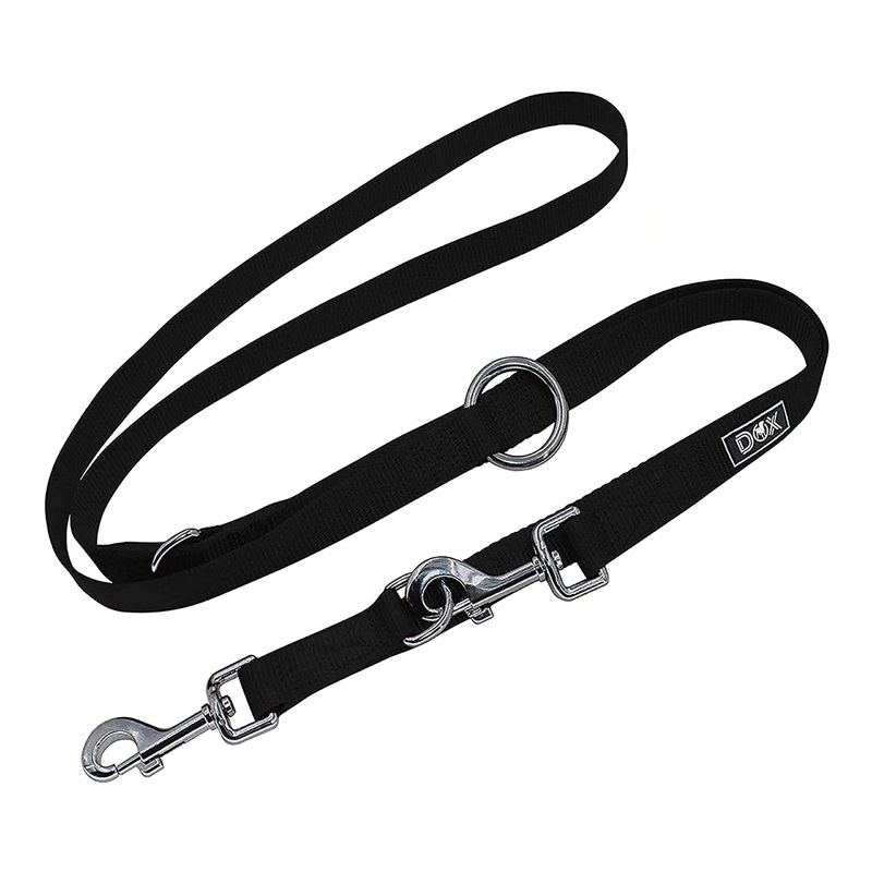 DDOXX nylon dog leash – 2m, 3-way adjustable dog leash for all dog sizes – XS (black) Black XS – 1.0 x 200 cm