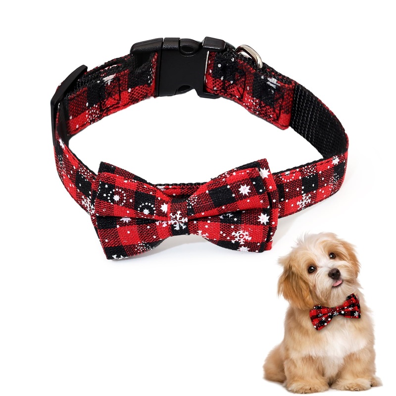 Dog collar Christmas, dog collar small dogs, cat collars, dog Christmas with bow (S) S