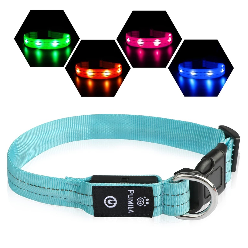 Dog Collar Luminous Collar Waterproof Light Up LED Dog Collar USB Rechargeable Flashing Reflective Dog Collars Adjustable Super Bright for Large Medium Small Dogs Pink S S (28-40 cm, 2 cm)