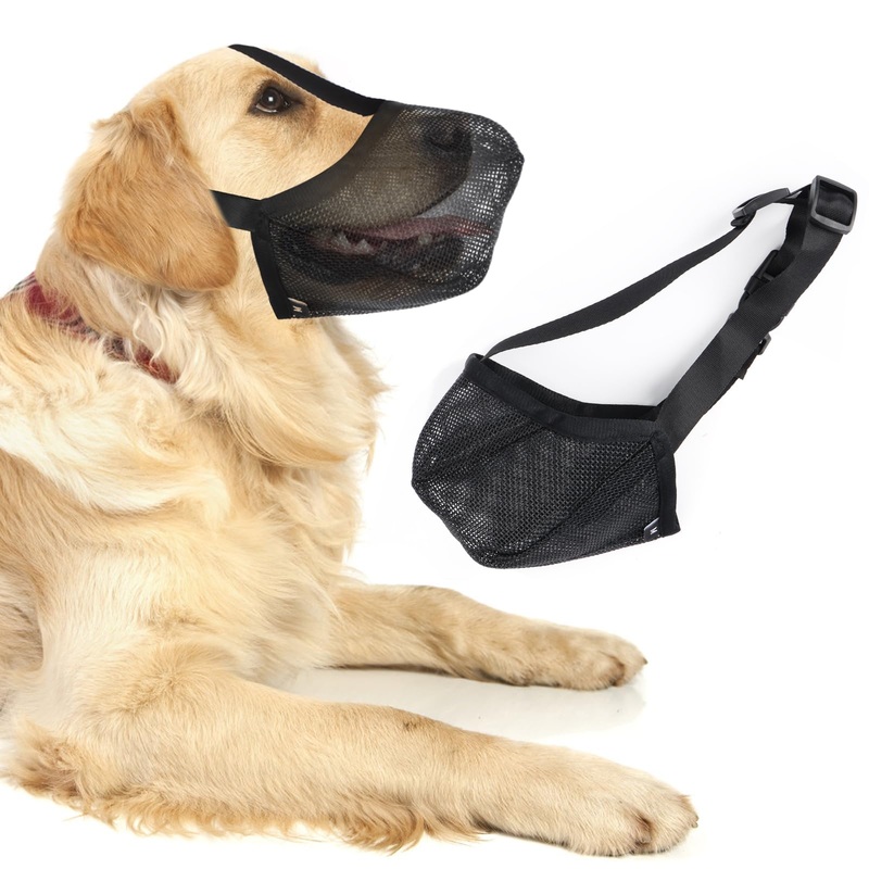 Dog Muzzle, Mesh Dog Muzzle Poison Bait Protection Dog Adjustable Breathable Muzzles for Dogs, Mesh Muzzle for Small Medium and Large Dogs Prevents Biting Mouth Loop for Dogs L