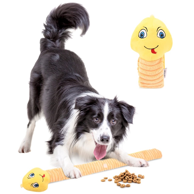 Dog toy intelligence, interactive dog toy puzzle, squeaky plush chew toy for puppies dogs, sniffing carpet pets toy, for food search instinct training, stress relief yellow