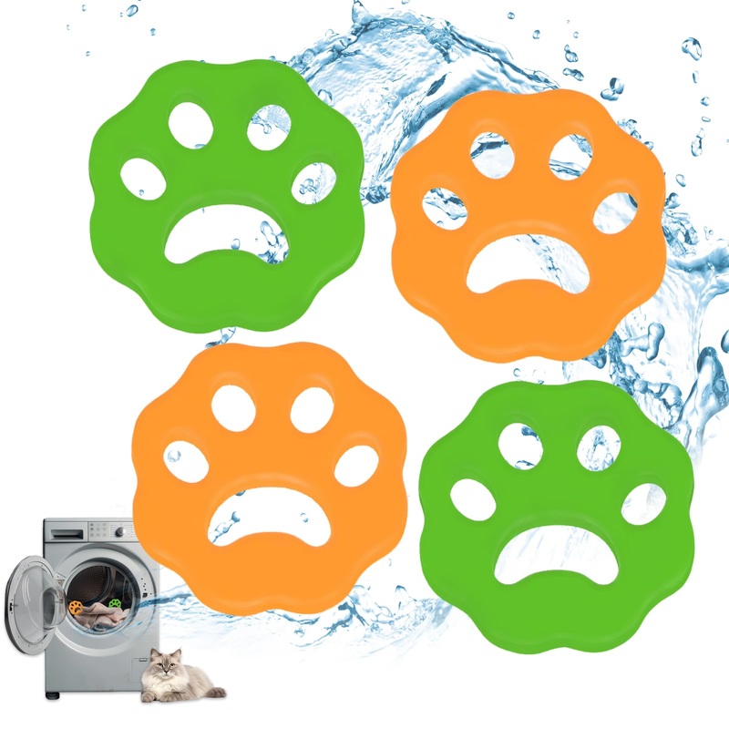 Dorzu 4 Pack Pet Hair Remover Washing Machine, Animal Fur Washer Catcher Hair Remover, Reusable Pet Hair Washing Machine Removing, Green1