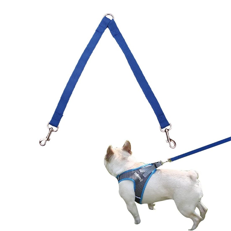 Double dog leash, dog leash for two dogs, double leash, no tangles, suitable for small dogs, for 2 dogs for walking, training and jogging, blue