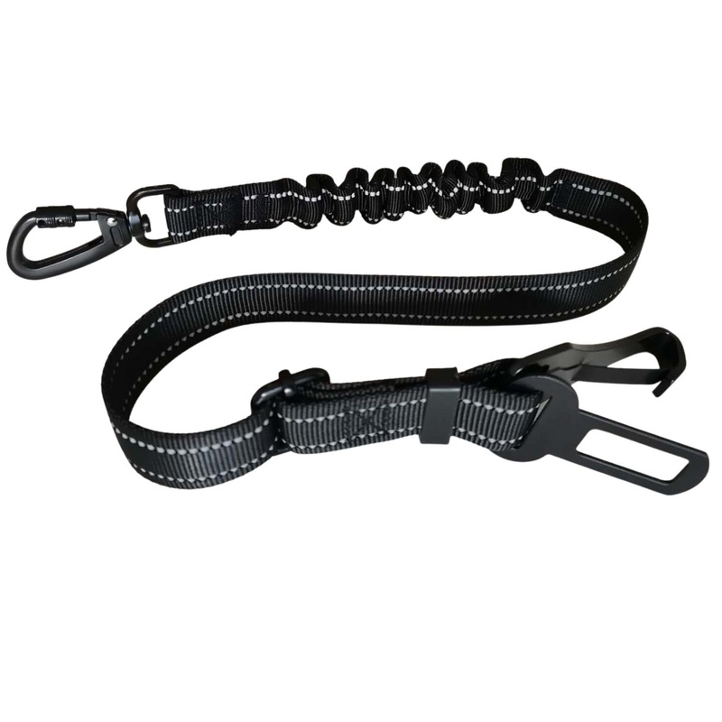 EASERIA dog belt for the car, premium dog seat belt, elastic dog seat belt with cushioning, adjustable length 54-72-90cm, for small and medium dogs and all car types, black
