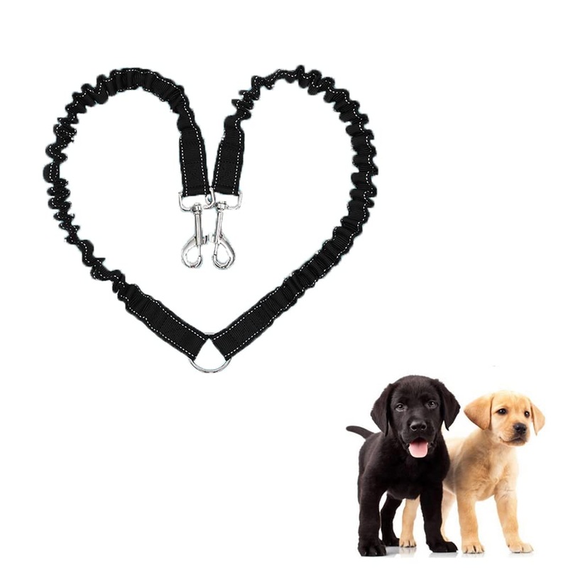 JVHLOV dog leash for 2 dogs, double leash, adjustable 360 rotating dog leash, double dog double leash, walking trainer leash for two dogs, for small, medium and large dogs, black