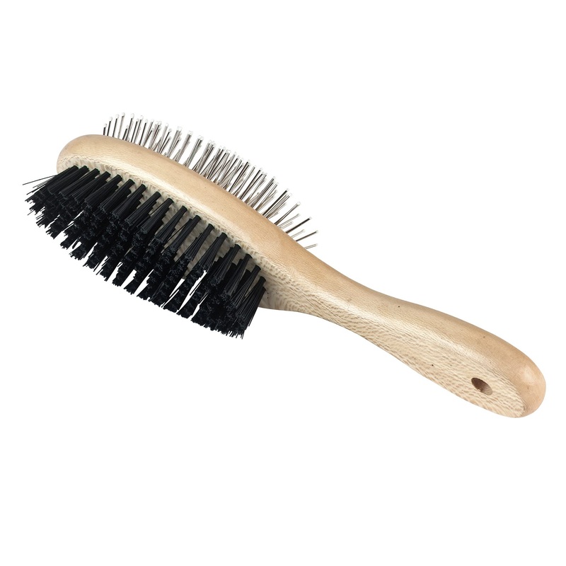 Kerbl flexible brush for dogs and cats (double brush made of wood, adapts to the shape of the body, grooming brush) 83273, 1 piece (pack of 1)