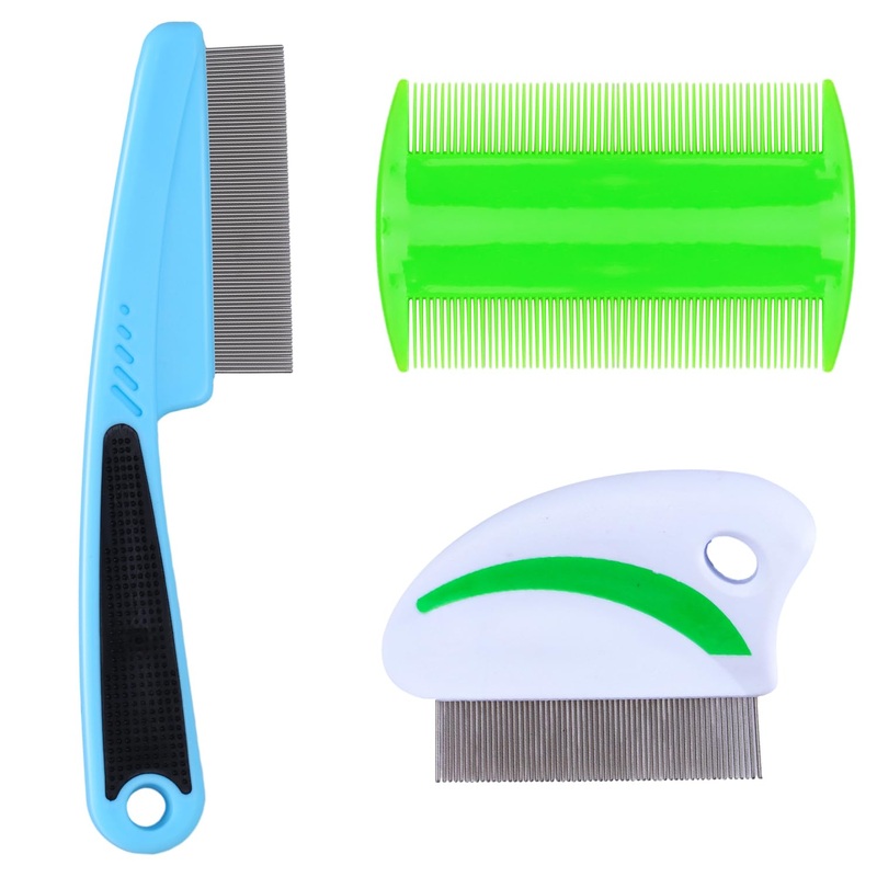 Lice Comb Pack of 3 Flea Comb Dogs Fine Teeth Flea Comb for Cats with Long Short Handle Cat Comb Flea Comb Flea Comb for Effectively Against Fleas and Lice for Removing Dandruff