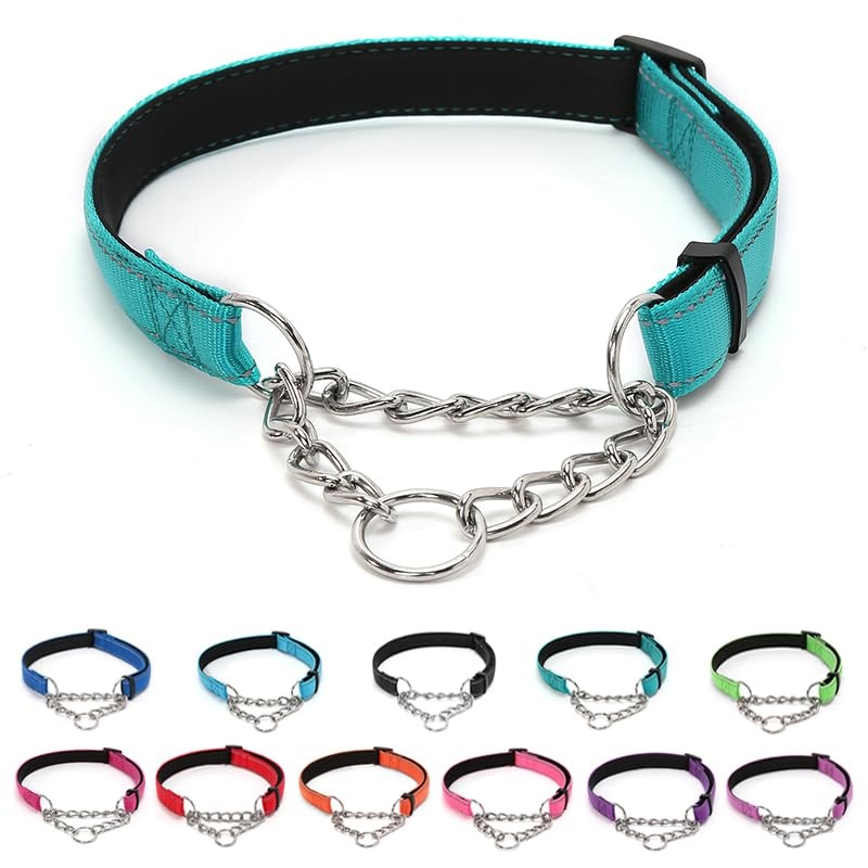 LOS ANDES Dog Collar Soft Padded Neoprene Dog Collar Made of Nylon for Small, Medium and Large Dogs, Adjustable and Reflective S: 25-45cm (9.8-17.7″) Green