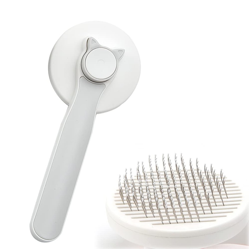 Marchul Cat Grooming Brush, Self-Cleaning Slicker Brushes for Cats, Shedding Brush for Long-Haired and Short-Haired Cats, Kitten Fur Brush for Removing Loose Undercoat Gray