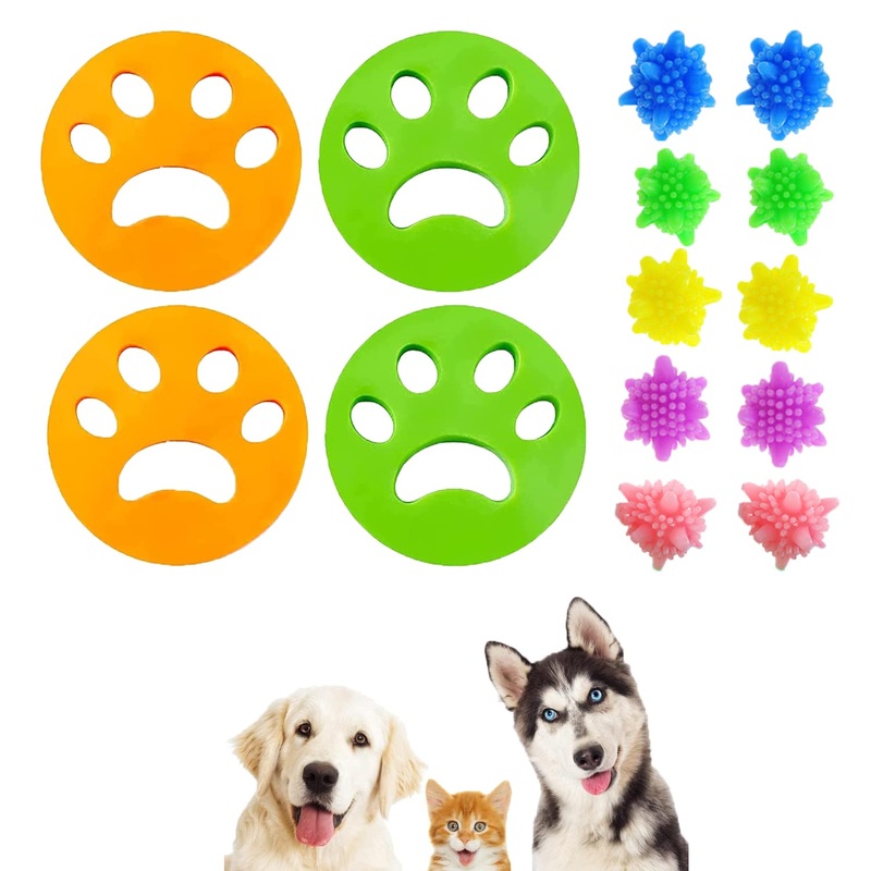 NC Pet Hair Remover 4 Pieces, Pet Hair Remover Washing Machine & Lint Filters, Removes Fur in Washing Machine and Dryer, Environmentally Friendly and Reusable + 10 Laundry Balls