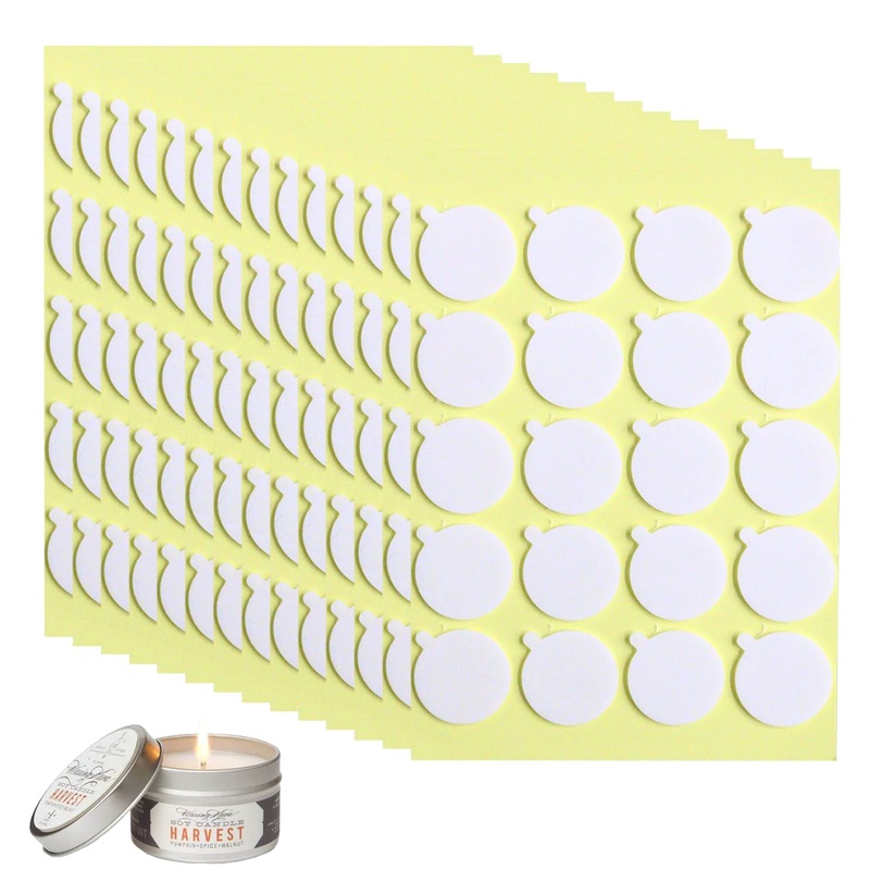 OWLKELA Pack of 280 wick stickers, candle wick stickers  2 cm, stick firmly in hot wax, heat-resistant double-sided stickers with the small tail, 280 pieces